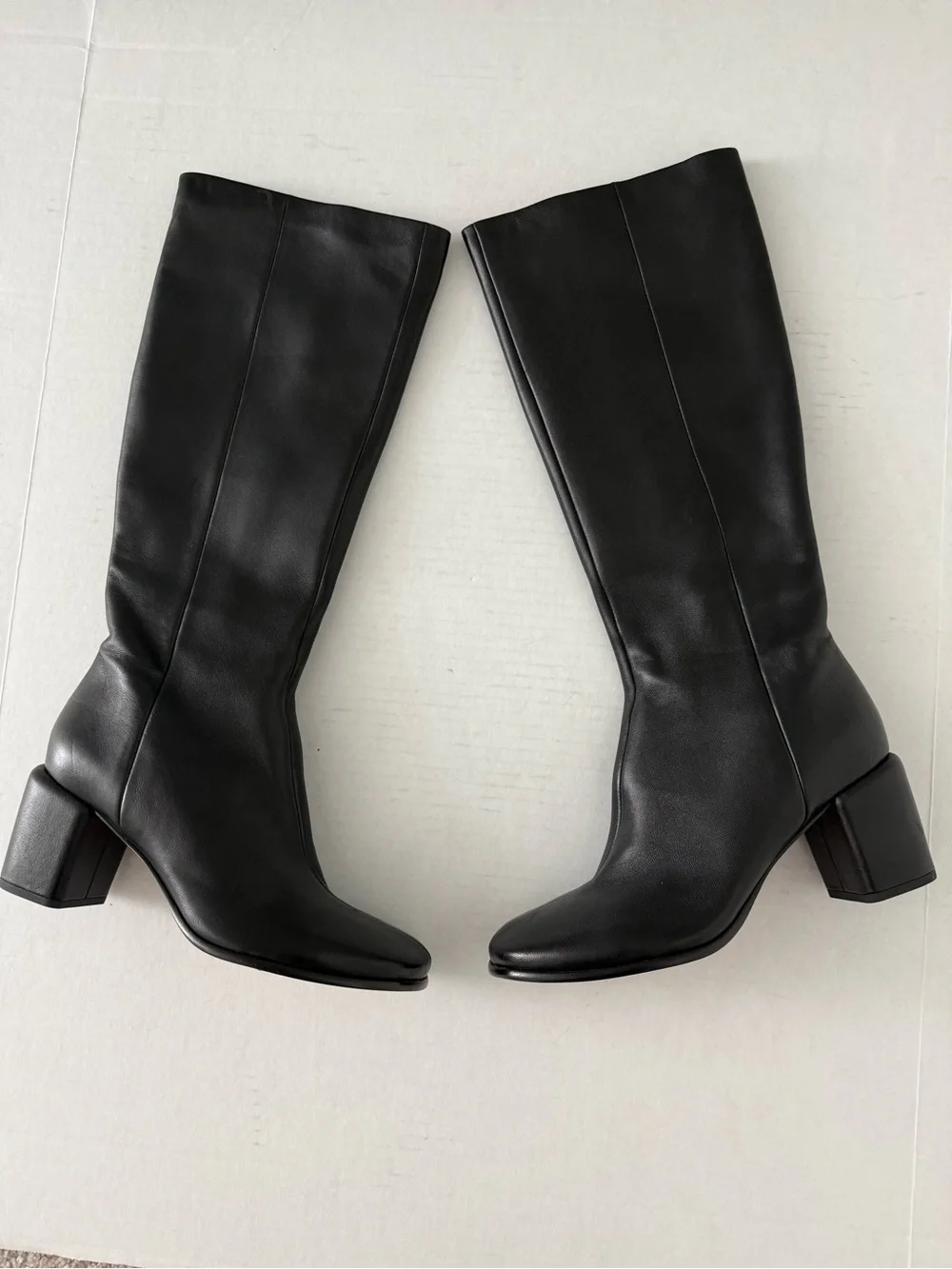 Vince Maggie Black Leather Over-the-Knee Block Heel Boots Size 10